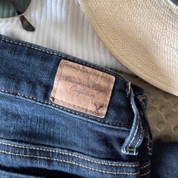 American Eagle Women's Dark Blue Low-Rise Wash Stretch Skinny Jeans Size X-Small - Picture 2 of 5